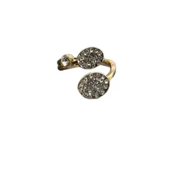 Geometric Open Rings For Women In Gold Alloy Featuring Rhinestones With Electroplated Finish 5