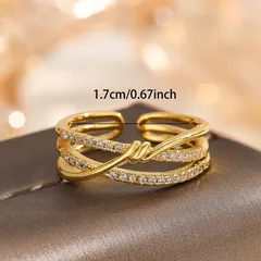 Geometric Open Rings For Women In Gold Alloy, Stylish And Elegant Jewelry Accessory 2