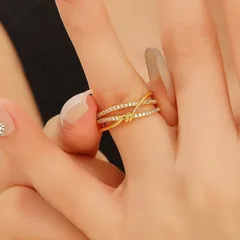 Geometric Open Rings For Women In Gold Alloy, Stylish And Elegant Jewelry Accessory 4