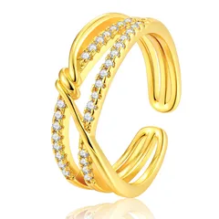 Geometric Open Rings For Women In Gold Alloy, Stylish And Elegant Jewelry Accessory 5