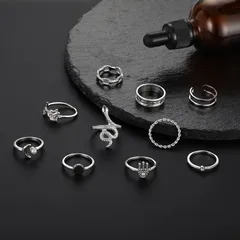 Geometric Open Rings For Women In Gold With KC Golden Plated 0.03µm-0.05µm Thickness Featuring Artificial Pearl, 1 Set 3