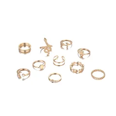 Geometric Open Rings For Women In Gold With KC Golden Plated 0.03µm-0.05µm Thickness Featuring Artificial Pearl, 1 Set 4