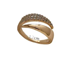 Geometric Open Rings For Women In Simple Style, Gold Zinc Alloy With Electroplated Finish And Rhinestones Inlay 5