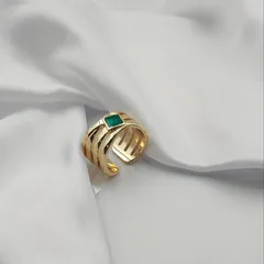 Geometric Open Rings For Women In Zinc Alloy Featuring Electroplated Gold Finish With 0.01µm Thickness And Enamel Craftsmanship
