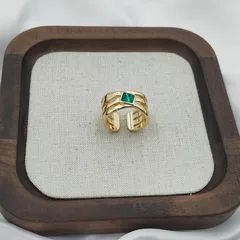 Geometric Open Rings For Women In Zinc Alloy Featuring Electroplated Gold Finish With 0.01µm Thickness And Enamel Craftsmanship 2