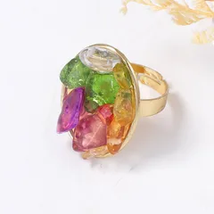 Geometric Open Rings For Women In Zinc Alloy With Crystal Inlay Featuring Electroplated Colour Finish 2