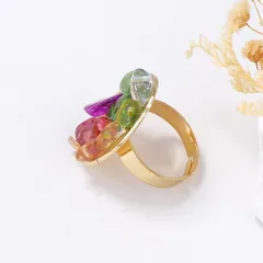 Geometric Open Rings For Women In Zinc Alloy With Crystal Inlay Featuring Electroplated Colour Finish 3