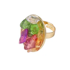 Geometric Open Rings For Women In Zinc Alloy With Crystal Inlay Featuring Electroplated Colour Finish 5