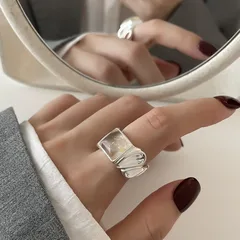 Geometric Open Rings For Women Made Of Zinc Alloy Featuring Electroplated Gold Finish And Asymmetrical Design 5