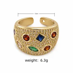 Geometric Open Rings For Unisex Featuring Copper Material With 18K Real Gold Plated Coating Thickness 0.01µm And Zircon Inlay 5