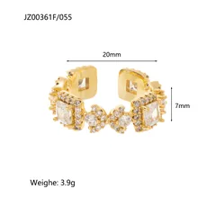 Geometric Open Rings For Unisex Featuring Titanium Steel Material With Copper Plated 0.03µm Thickness And Zircon Inlay 3