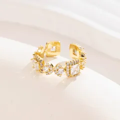 Geometric Open Rings For Unisex Featuring Titanium Steel Material With Copper Plated 0.03µm Thickness And Zircon Inlay 5