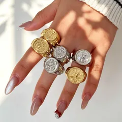 Geometric Punk Unisex Copper Ring For Everyday Wear Featuring Electroplated 18K Real Gold Plated Finish
