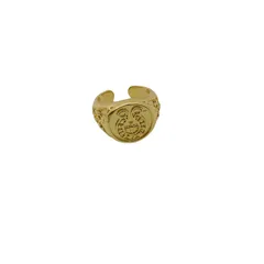Geometric Punk Unisex Copper Ring For Everyday Wear Featuring Electroplated 18K Real Gold Plated Finish 5