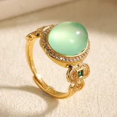 Geometric Red Ring For Women, 18K Real Gold Plated With 0.03µm-0.05µm Thickness, Featuring Glass Inlay, 1 Piece 4