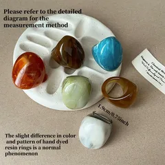 Geometric Resin Gradient Texture Finger Ring For Women Fresh And Brightening Personality Fashionable Versatile Ring 4