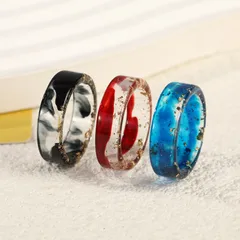 Geometric Resin Ring For Unisex Featuring Dyed Black Color, Perfect For Festival Wear 2