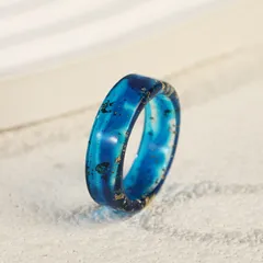 Geometric Resin Ring For Unisex Featuring Dyed Black Color, Perfect For Festival Wear 3