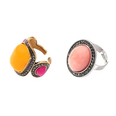 Geometric Resin Rings For Women With Multicolor Rhinestones, 1 Set 5