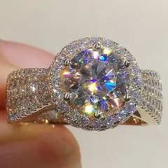Geometric Retro Open Rings For Women In Gold Alloy With Electroplated Finish And Zircon Inlay