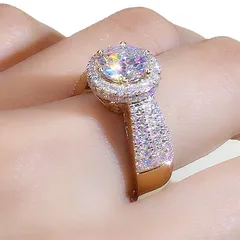 Geometric Retro Open Rings For Women In Gold Alloy With Electroplated Finish And Zircon Inlay 5