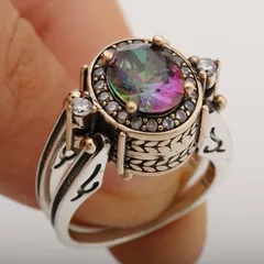 Geometric Retro Unisex Rings For Colour Alloy Featuring Zircon Inlay 2