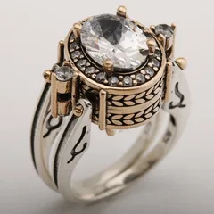 Geometric Retro Unisex Rings For Colour Alloy Featuring Zircon Inlay 3