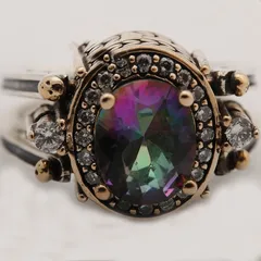 Geometric Retro Unisex Rings For Colour Alloy Featuring Zircon Inlay 4