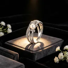 XUPING Geometric Ring For Women, 1 Piece, Platinum Plated With 0.01µm Thickness, Inlaid With Zirconia
