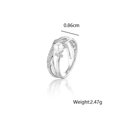 XUPING Geometric Ring For Women, 1 Piece, Platinum Plated With 0.01µm Thickness, Inlaid With Zirconia 2