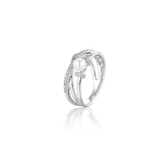 XUPING Geometric Ring For Women, 1 Piece, Platinum Plated With 0.01µm Thickness, Inlaid With Zirconia 5