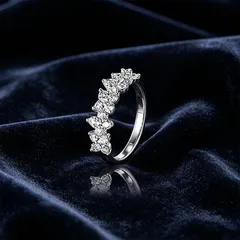 XUPING Geometric Ring For Women, 1 Piece, Platinum Plated With 0.01µm Thickness, Inlaid With Zirconia