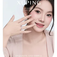 XUPING Geometric Ring For Women, 1 Piece, Platinum Plated With 0.01µm Thickness, Inlaid With Zirconia 3