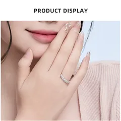 XUPING Geometric Ring For Women, 1 Piece, Platinum Plated With 0.01µm Thickness, Inlaid With Zirconia 4