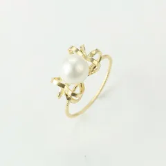 XUPING Geometric Ring For Women Featuring 18K Real Gold Plated Finish With 0.01µm Thickness And Imitation Pearl Inlay, 1 Piece 3