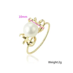 XUPING Geometric Ring For Women Featuring 18K Real Gold Plated Finish With 0.01µm Thickness And Imitation Pearl Inlay, 1 Piece 5