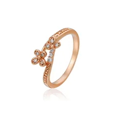 XUPING Geometric Ring For Women With 18K Real Gold Plated 0.03µm Thickness And Zirconia Inlay, 1 Piece