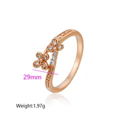 XUPING Geometric Ring For Women With 18K Real Gold Plated 0.03µm Thickness And Zirconia Inlay, 1 Piece 2