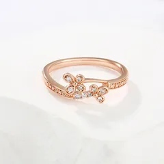 XUPING Geometric Ring For Women With 18K Real Gold Plated 0.03µm Thickness And Zirconia Inlay, 1 Piece 3