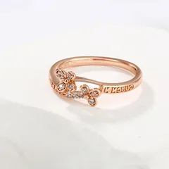 XUPING Geometric Ring For Women With 18K Real Gold Plated 0.03µm Thickness And Zirconia Inlay, 1 Piece 4