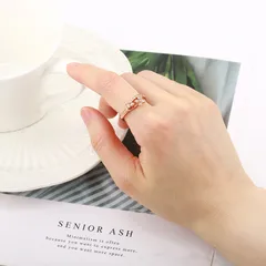 XUPING Geometric Ring For Women With 18K Real Gold Plated 0.03µm Thickness And Zirconia Inlay, 1 Piece 5