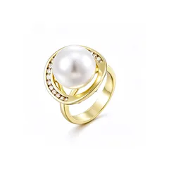 XUPING Geometric Ring For Women, 1 Piece, 18K Real Gold Plated With 0.01µm Thickness Featuring Zirconia Inlay
