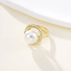 XUPING Geometric Ring For Women, 1 Piece, 18K Real Gold Plated With 0.01µm Thickness Featuring Zirconia Inlay 2