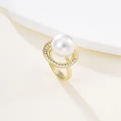 XUPING Geometric Ring For Women, 1 Piece, 18K Real Gold Plated With 0.01µm Thickness Featuring Zirconia Inlay 3