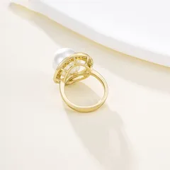 XUPING Geometric Ring For Women, 1 Piece, 18K Real Gold Plated With 0.01µm Thickness Featuring Zirconia Inlay 4