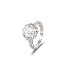 XUPING Geometric Ring For Women, Platinum Plated With 0.01µm Thickness, Featuring Zirconia Inlay, 1 Piece 5