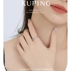 XUPING Geometric Ring For Women, 1 Piece, Platinum Plated With 0.01µm Thickness Featuring Zirconia Inlay 4