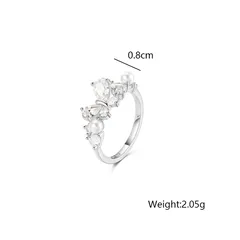 XUPING Geometric Ring For Women, 1 Piece, Platinum Plated With 0.01µm Thickness Featuring Zirconia Inlay 2
