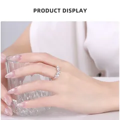 XUPING Geometric Ring For Women, 1 Piece, Platinum Plated With 0.01µm Thickness Featuring Zirconia Inlay 3