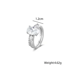 XUPING Geometric Ring For Women, Platinum Plated With 0.01µm Thickness, Featuring Zirconia Inlay, 1 Piece 2